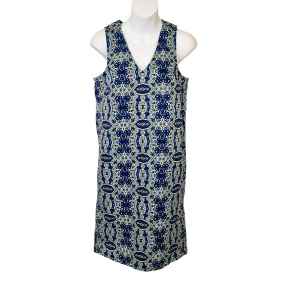 JOE FRESH Blue Geometric Print Sleeveless Shift Summer Mini Dress Size XS - Picture 1 of 10